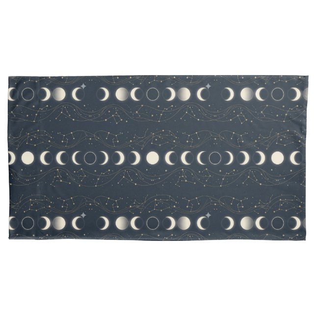 Housse D'oreillers Minimalist Lunar Phases Pattern with Stars and Nig (devant)