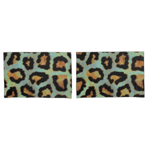 Housse D'oreillers Mint Tease me turquoise Empreinte de léopard couss