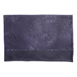 Housse D'oreillers Minuit Indigo Romance   Satiny Grunge Damask