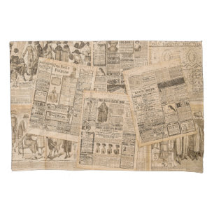 Housse D'oreillers Mode antique : Pages publicitaires de journaux