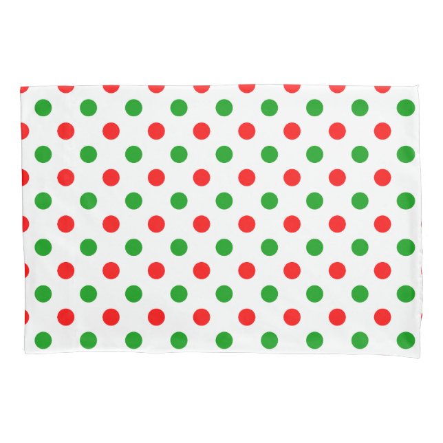 Housse D'oreillers Modèle à pois blancs rouges et verts  (devant)