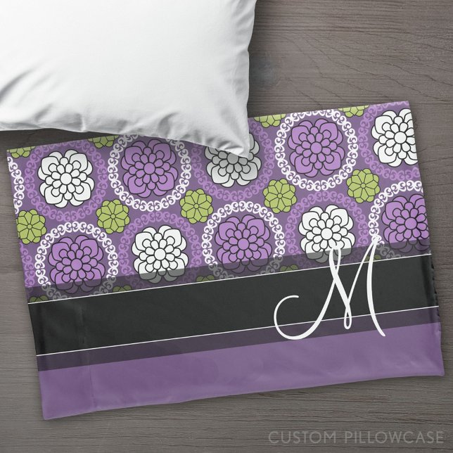 Housse D'oreillers Modèle floral tendance - Orchidée et vert citron v (Custom Pillowcase)