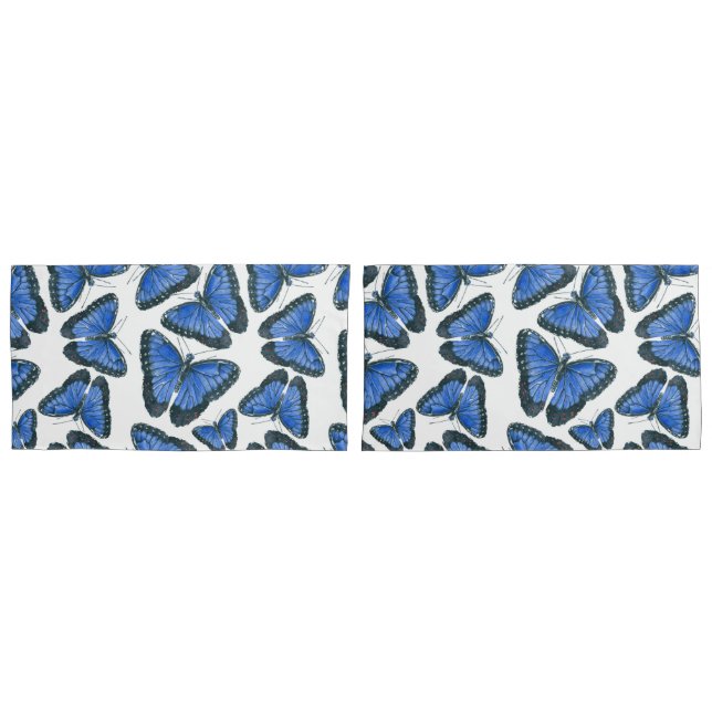 Housse D'oreillers Modèle motif de papillon bleu morpho (devant-Set)