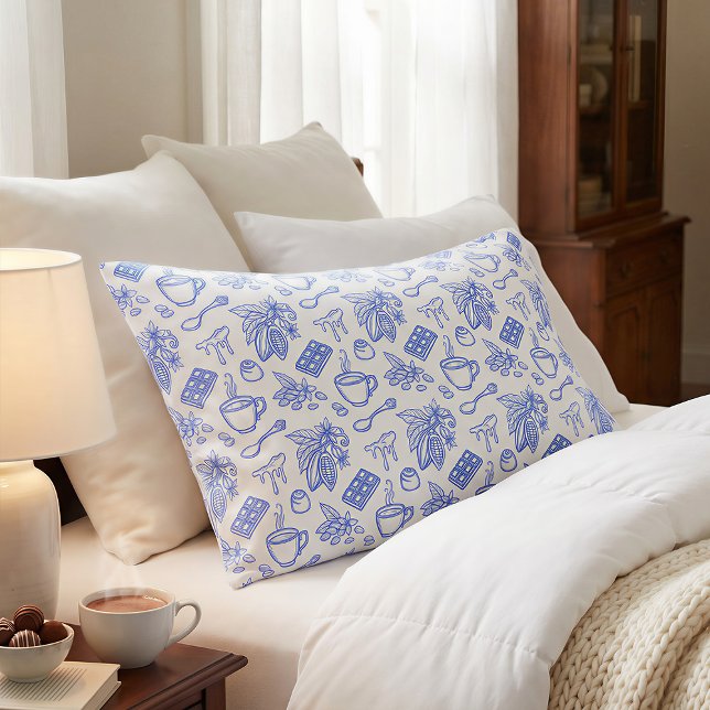 Housse D'oreillers Modern Blue Toile Cacao and Chocolate Pattern (Créateur téléchargé)