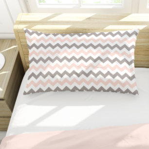 Housse D'oreillers Modern Blush Pink Grey Chevron Pattern