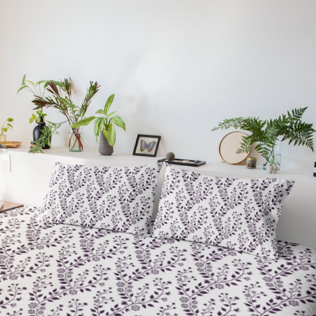 Housse D'oreillers Modern Boho Floral Pattern Plum White (Créateur téléchargé)