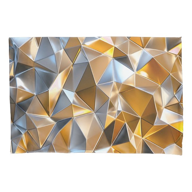 Housse D'oreillers Modern Metallic Abstract Gold Silver Geometric (devant)