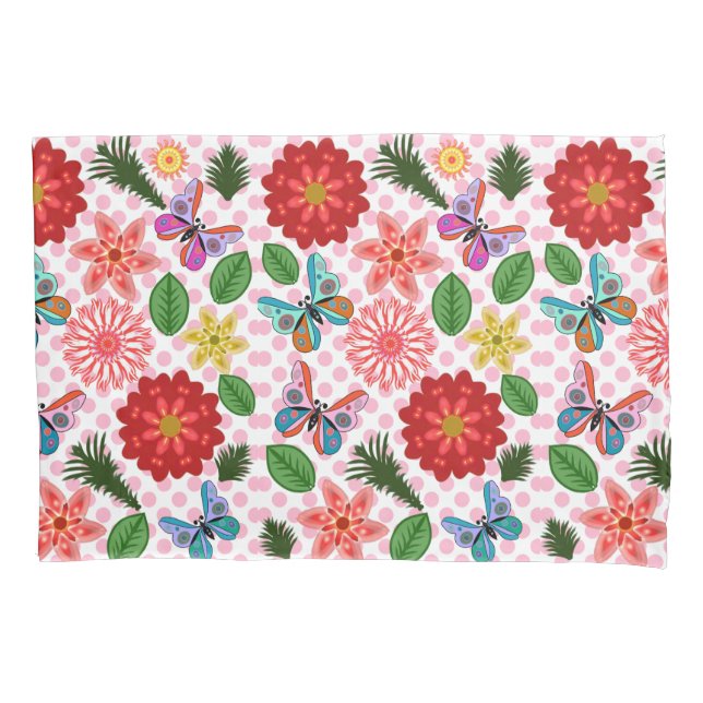 Housse D'oreillers Modern Spring Garden Butterfly Floral  (devant)