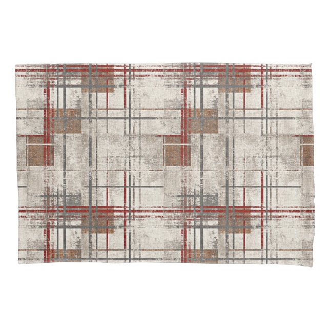 Housse D'oreillers Moderne carreau rouge rustique (devant)