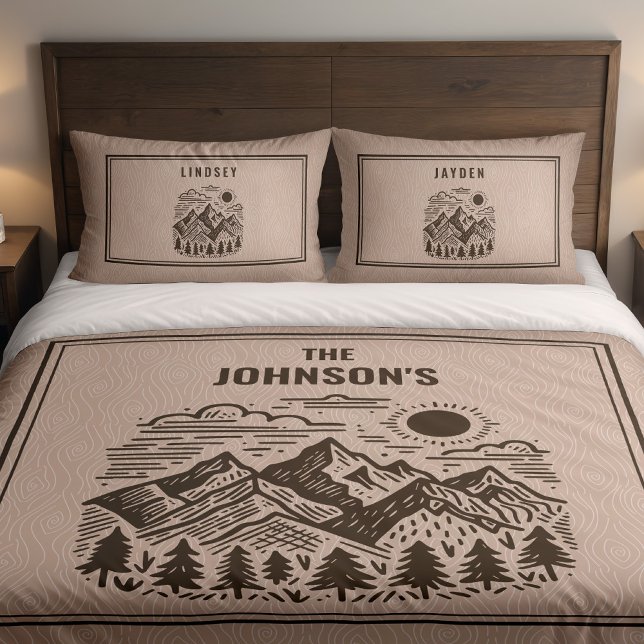 Housse D'oreillers Moderne Montagne Rustique Personnalisée (Custom set of 2 Pillow shams with rustic mountains pair great with duvet cover sold separately )