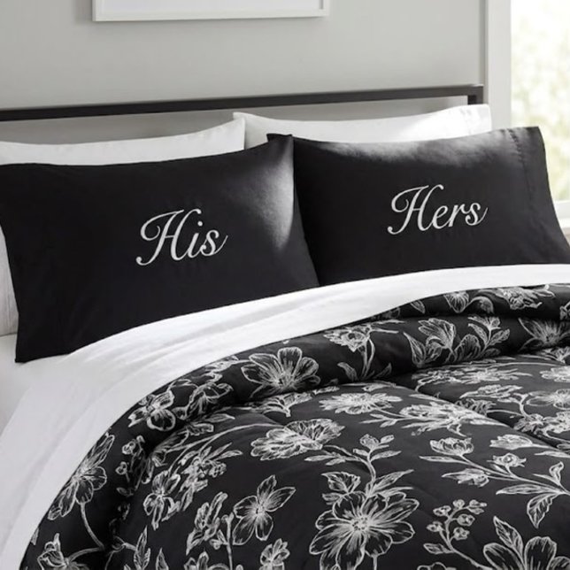 Housse D'oreillers Moderne noir et blanc pour lui et elle  (Créateur téléchargé)