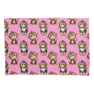 Housse D'oreillers Monkey Pattern Design Pink 