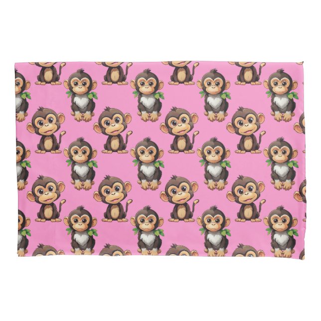 Housse D'oreillers Monkey Pattern Design Pink  (devant)