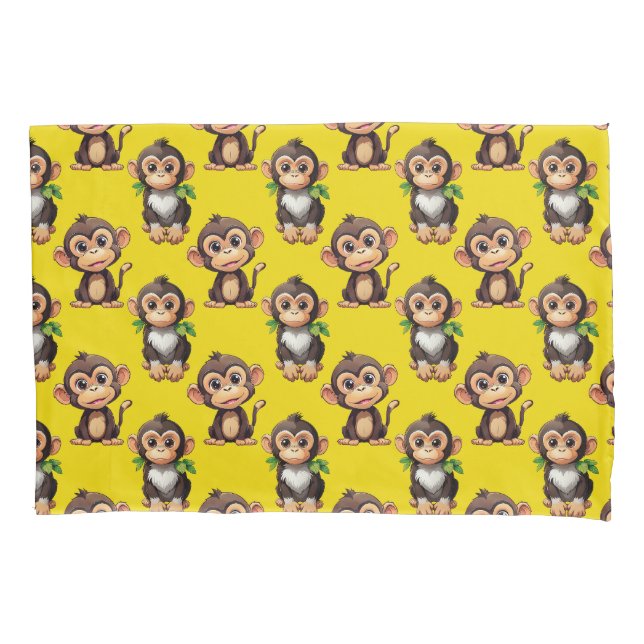 Housse D'oreillers Monkey Pattern Design Yellow  (devant)