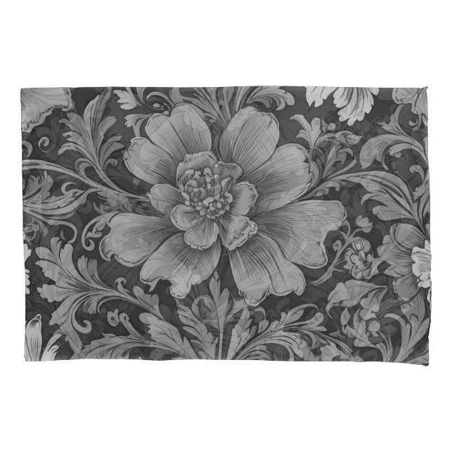 Housse D'oreillers Monochrome Vintage Floral Pattern  (devant)