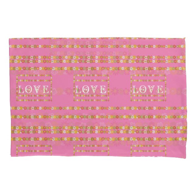 Housse D'oreillers  Monogram Rustique Daisy Floral Amour Rose  (devant)