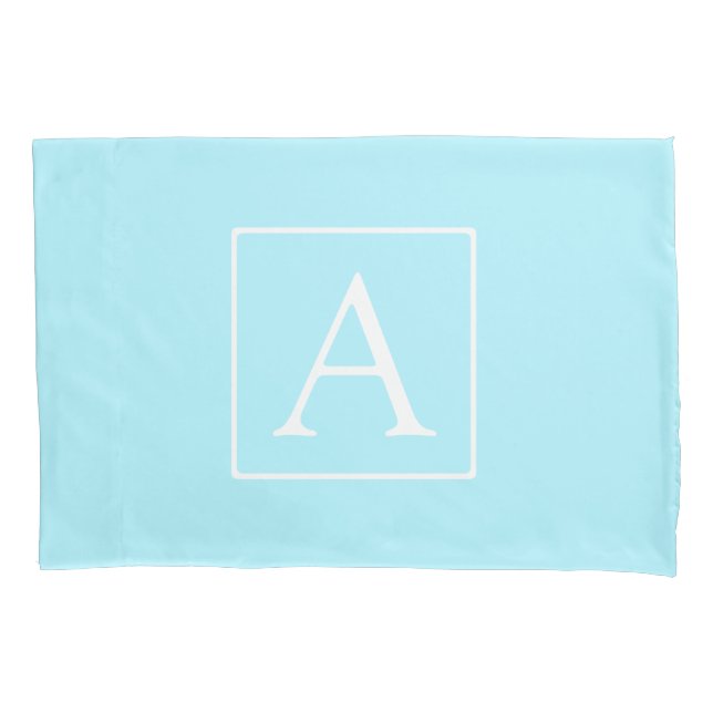 Housse D'oreillers Monogramme bleu ciel simple (devant)