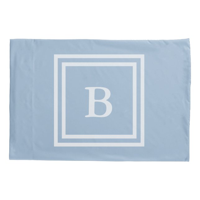 Housse D'oreillers Monogramme bleu et blanc pour bébé simple (Dos)