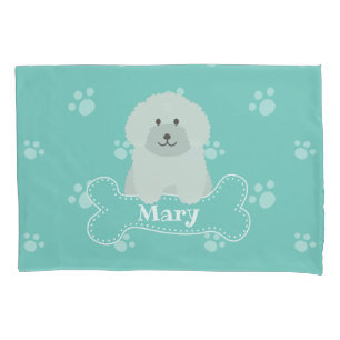 Housse D'oreillers Monogramme bouclé pelucheux mignon de chiot de