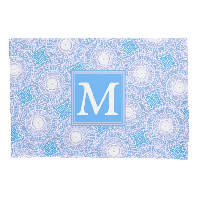 Housse D'oreillers Monogramme Cercles bleu électrique motif (devant)