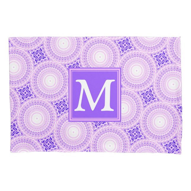 Housse D'oreillers Monogramme cercles violets motif (devant)