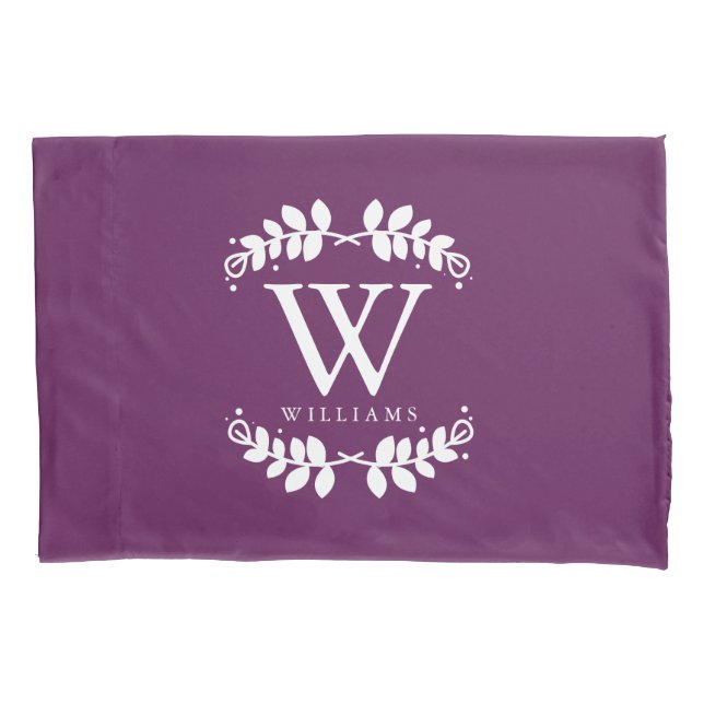 Housse D'oreillers Monogramme d'aubergine pourpre (devant)