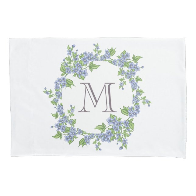 Housse D'oreillers Monogramme de couronne florale (devant)