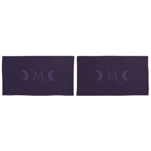 Housse D'oreillers Monogramme des lunes de croissant de violet poussi