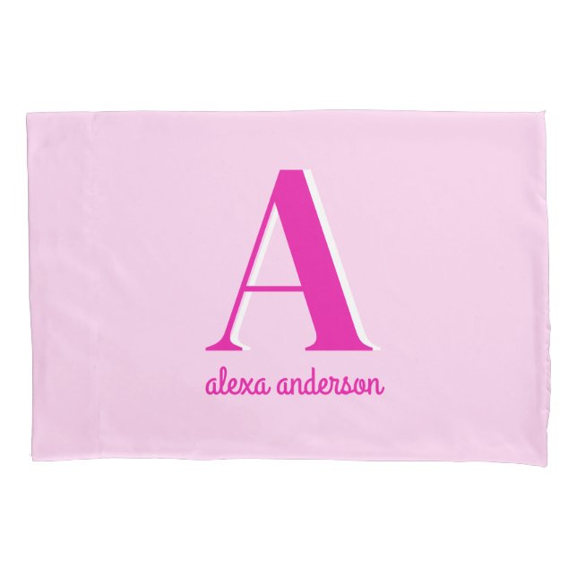 Housse D'oreillers Monogramme Dolly Rétro Rose chaud (devant)