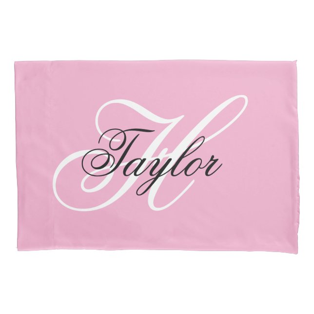 Housse D'oreillers Monogramme fantaisie noir et blanc Rose (devant)