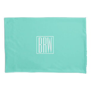Housse D'oreillers Monogramme Initiales 3 Moderne Gras   Blanc Sur Aq