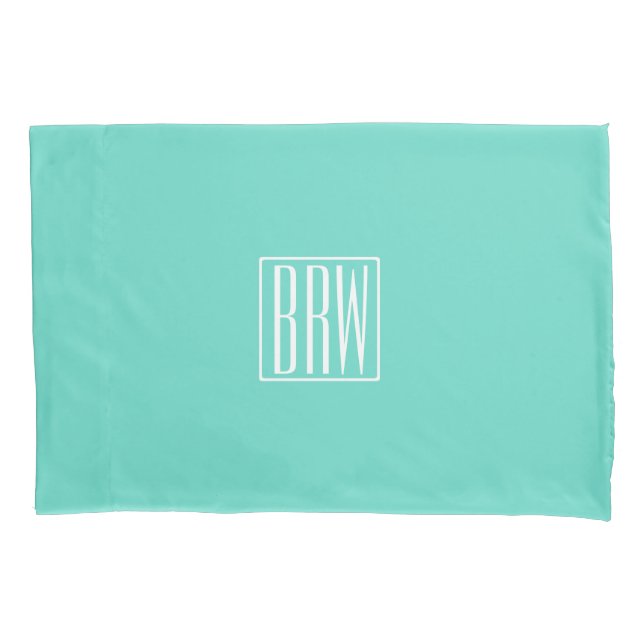 Housse D'oreillers Monogramme Initiales 3 Moderne Gras | Blanc Sur Aq (devant)