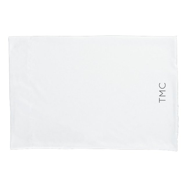 Housse D'oreillers Monogramme Initiales Moderne Noir Blanc Pillowcase (devant)