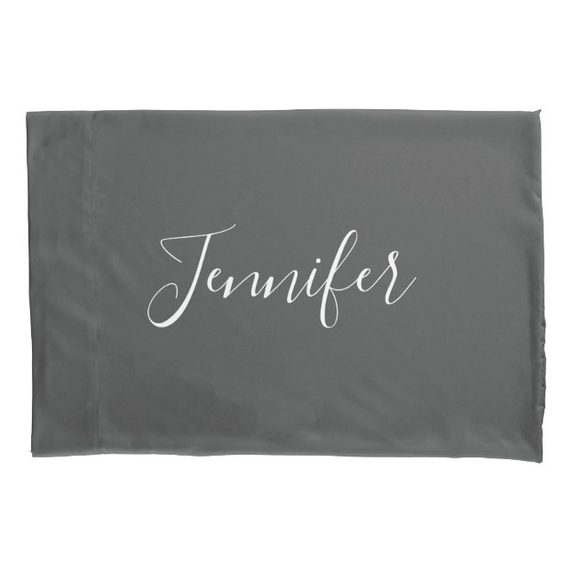Housse D'oreillers Monogramme minimaliste moderne gris blanc chic (devant)