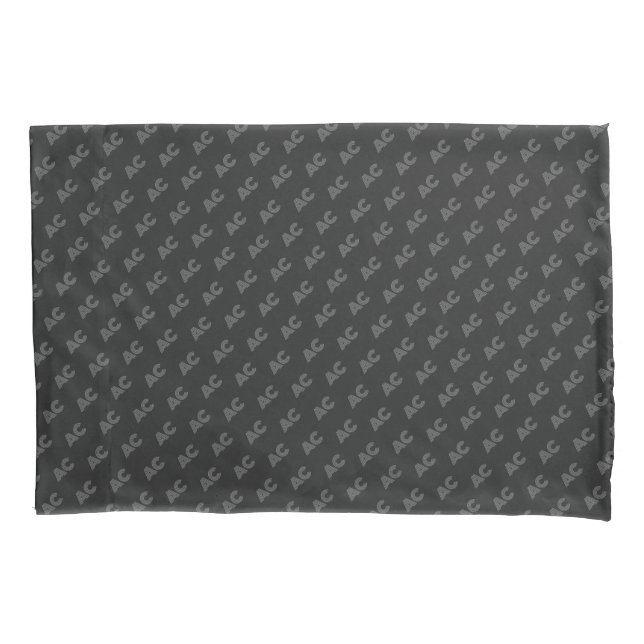 Housse D'oreillers Monogramme moderne noir et gris (devant)