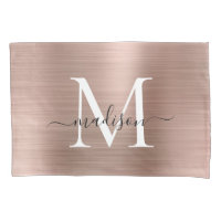 Monogramme or rose Script Élégant Métal brossé