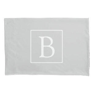 Housse D'oreillers Monogramme simple gris clair
