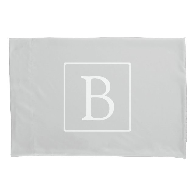 Housse D'oreillers Monogramme simple gris clair (devant)