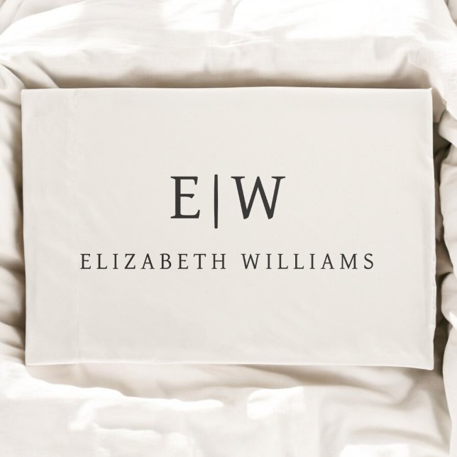 Housse D'oreillers Monogramme simple neutre professionnel minimaliste (Créateur téléchargé)