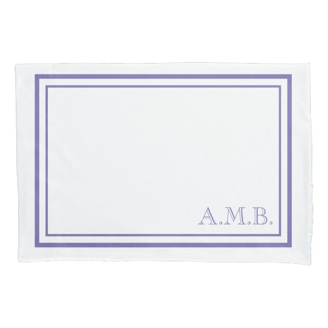 Housse D'oreillers Monogramme standard de lavande classique personnal (devant)