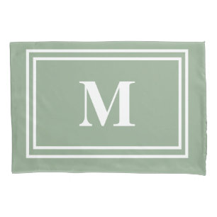 Housse D'oreillers Monogramme vert de Sage moderne