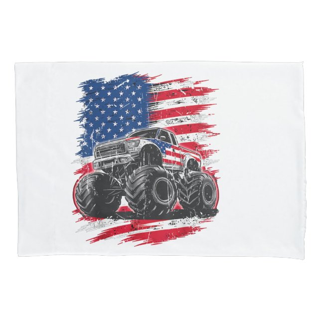 Housse D'oreillers Monster Truck USA Drapeau américain (devant)