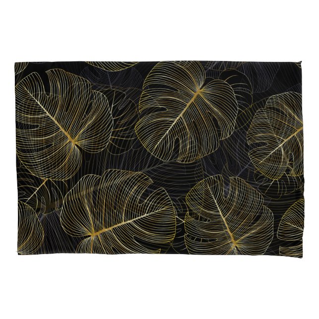 Housse D'oreillers Monstère dorée feuille, romantique sans couture fl (devant)