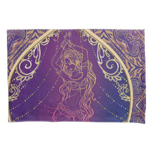 Housse D'oreillers Moroccan Purple & Gold Arabian Danse Ventrale Glam