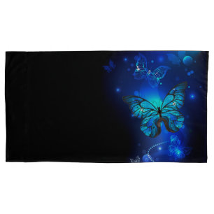 Housse D'oreillers Morpho Butterfly in the Dark Background