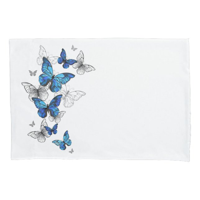 Housse D'oreillers Morpho papillons volants bleus (devant)