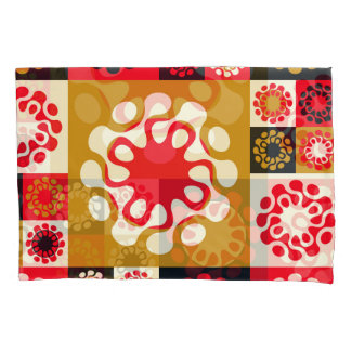 Housse D'oreillers Mosaïque Rouge Or Asiatique, Style Ethnique.