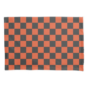 Housse D'oreillers Motif à carreaux d'ambre et de cendre