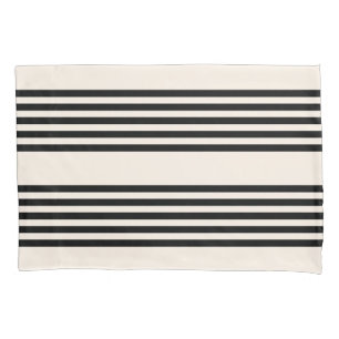 Housse D'oreillers Motif à cinq bandes noir et beige