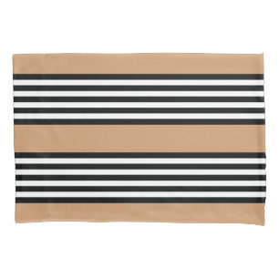 Housse D'oreillers Motif à cinq bandes noir et blanc avec bronzage